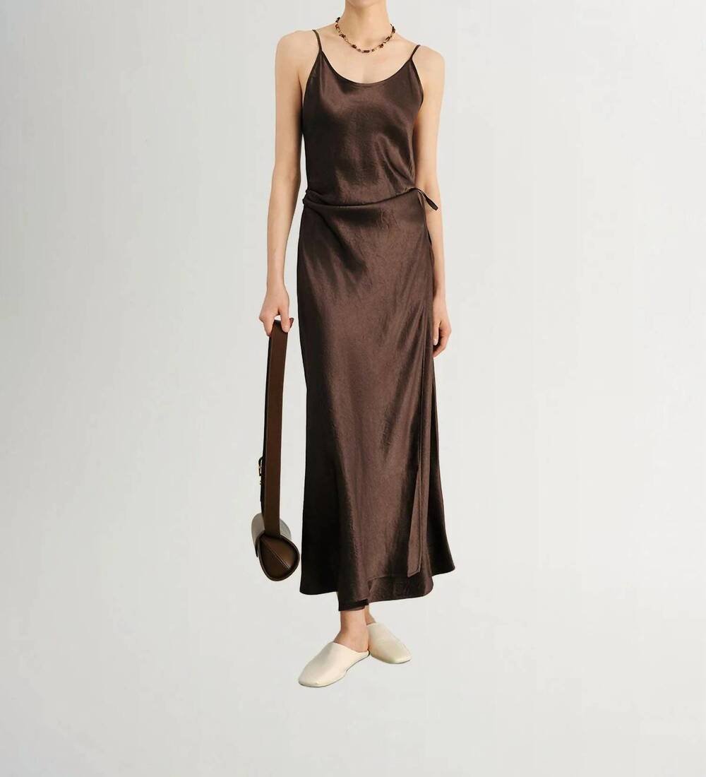 NEW MEILLEUR MOMENT pure acetate slip dress in brown